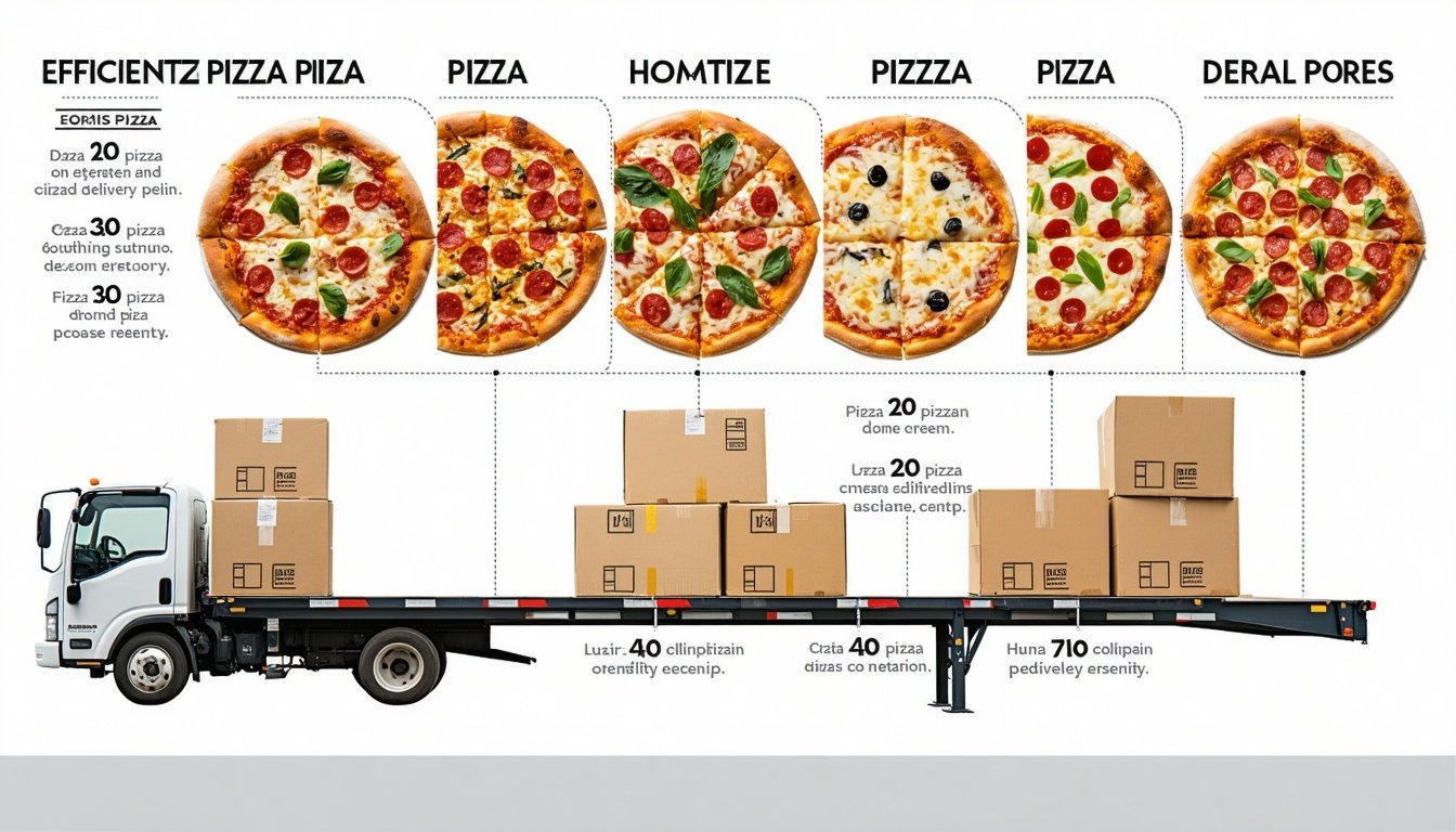 Diagram of efficient pizza delivery logistics